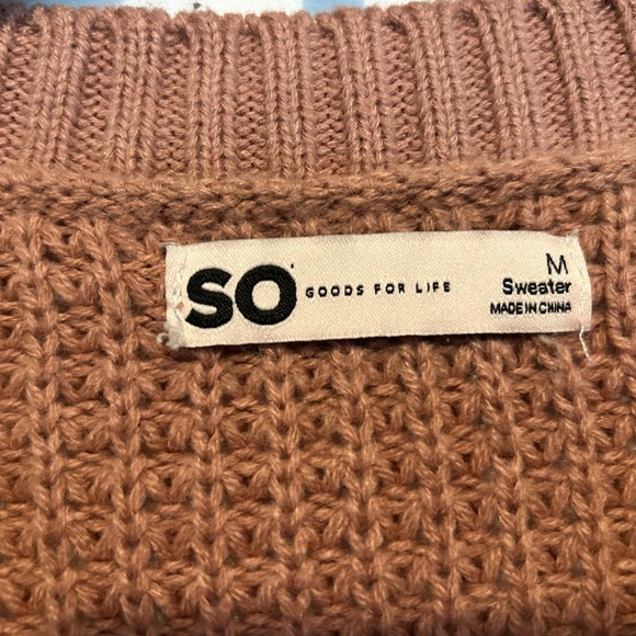 SO Kohls Fall Sweater Pink Mauve Medium Striped Knit Crew Soft Fuzzy Winter Warm - Picture 5 of 9